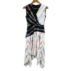BCBGMaxaria Faux Wrap Floral Dress Asymmetrical Offset Waist Sleeveless - 2